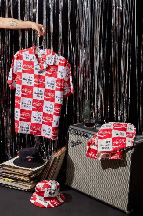 Apparel White Brixton 0FDH25 Men Coca-Cola Bunker S/S Woven