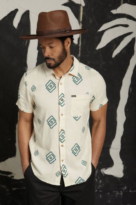Apparel Whitecap/Spruce Brixton 0FDH1 Men Charter Slub S/S Woven