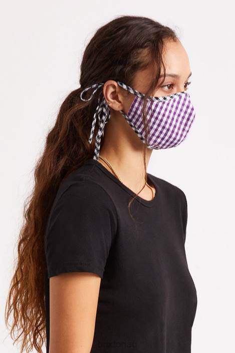 Accessories Purple Gingham Brixton 0FDH406 Unisex Lightweight Antimicrobial Face Mask