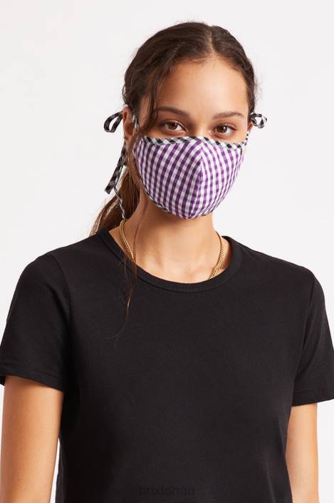 Accessories Purple Gingham Brixton 0FDH406 Unisex Lightweight Antimicrobial Face Mask