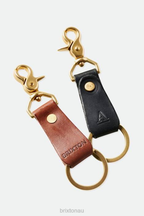 Accessories Brown Brixton x Artifact 0FDH375 Unisex Leather Key Clip