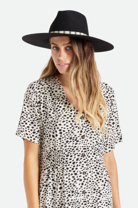 Accessories Black Brixton 0FDH528 Women Leigh Felt Fedora