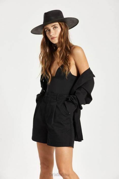 Accessories Corondao Black Brixton 0FDH501 Women Jo Panama Straw Rancher Hat