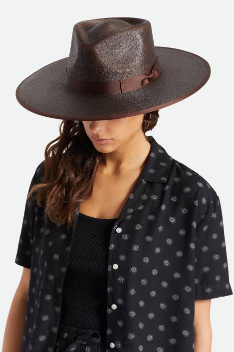 Accessories Deep Brown Brixton 0FDH516 Women Jo Straw Rancher Hat