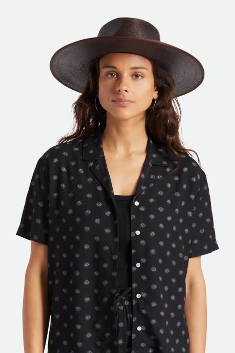 Accessories Deep Brown Brixton 0FDH516 Women Jo Straw Rancher Hat