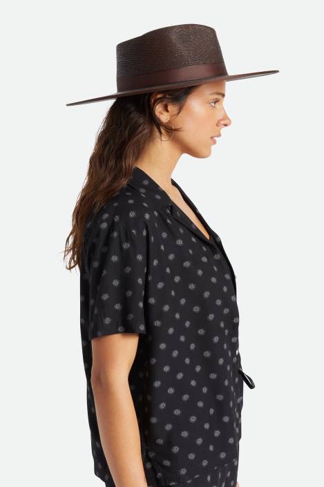 Accessories Deep Brown Brixton 0FDH516 Women Jo Straw Rancher Hat