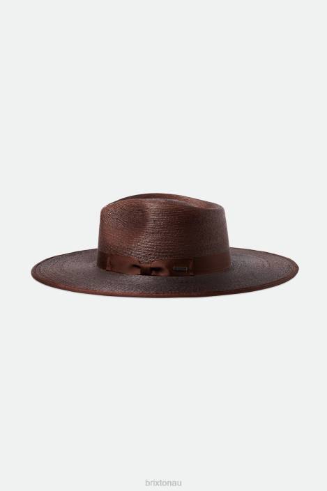 Accessories Deep Brown Brixton 0FDH516 Women Jo Straw Rancher Hat