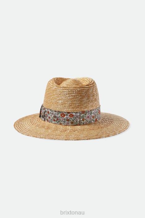 Accessories Honey/White Floral Brixton 0FDH505 Women Joanna Short Brim Hat