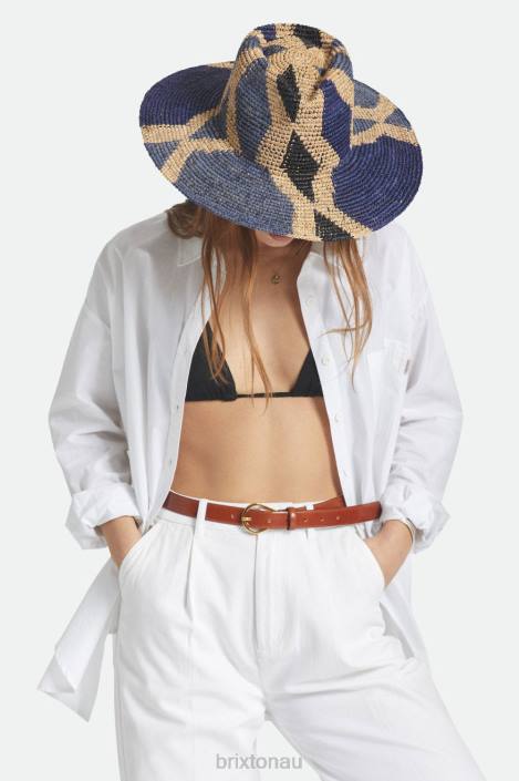 Accessories Natural/Blues Brixton 0FDH506 Women Madeira Pattern Straw Hat