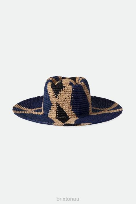 Accessories Natural/Blues Brixton 0FDH506 Women Madeira Pattern Straw Hat