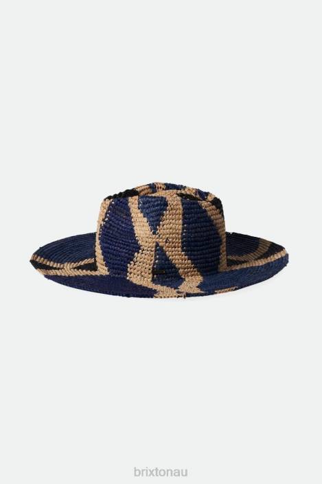 Accessories Natural/Blues Brixton 0FDH506 Women Madeira Pattern Straw Hat
