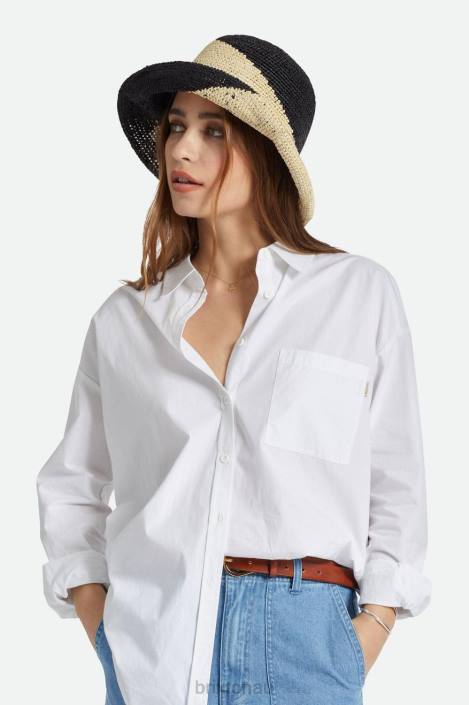 Accessories Whitecap/Black Brixton 0FDH513 Women Redding Straw Bucket Hat