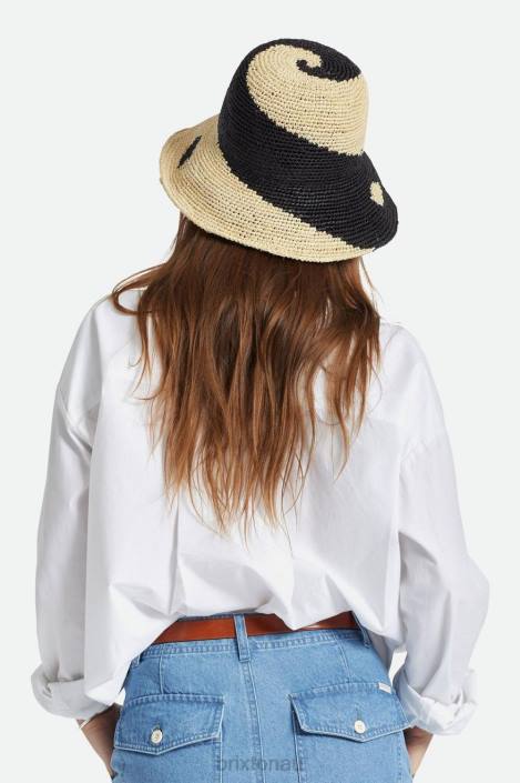 Accessories Whitecap/Black Brixton 0FDH513 Women Redding Straw Bucket Hat