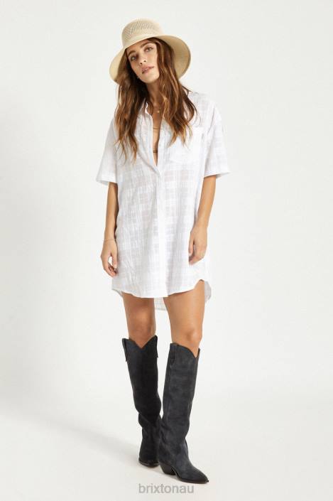 Apparel White Brixton 0FDH421 Women Leon S/S Overshirt Dress
