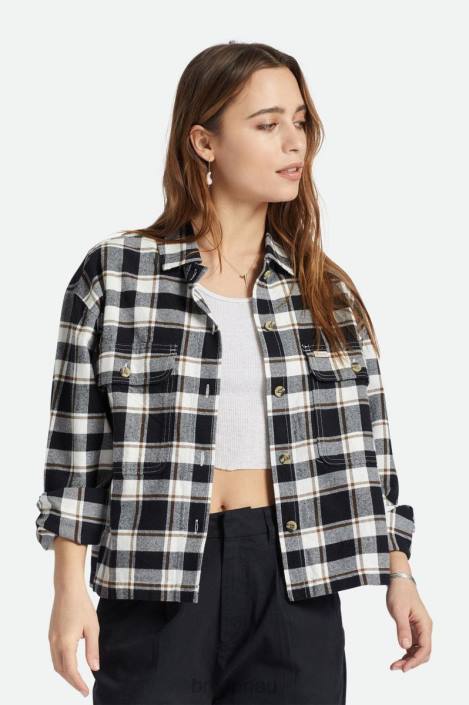 Apparel Black/Offwhite Brixton 0FDH427 Women Bowery Lightweight L/S Flannel