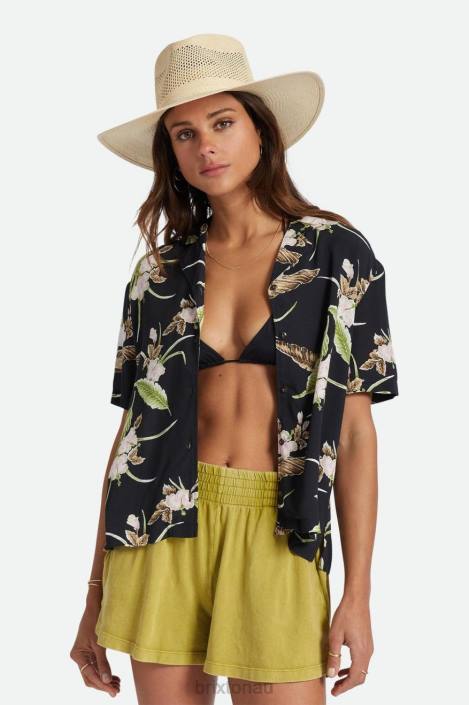 Apparel Black Brixton 0FDH417 Women Bunker Paradise S/S Woven Shirt