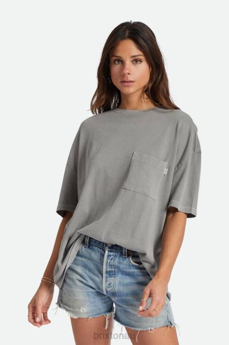 Apparel Washed Black Brixton 0FDH438 Women Carefree Oversized Boyfriend Pocket Tee