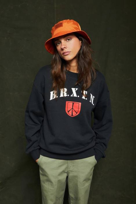 Apparel Black Brixton 0FDH460 Women Peace Shield Crew