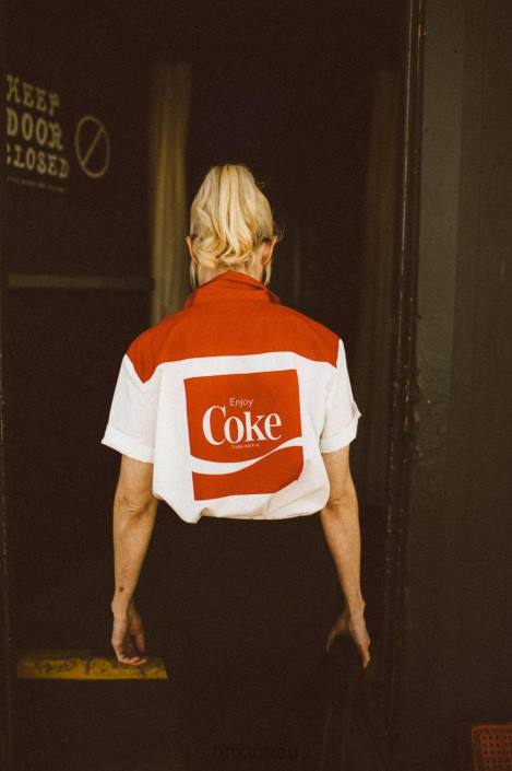 Apparel Coke Red Brixton 0FDH456 Women Coca-Cola Bunker Block S/S Woven