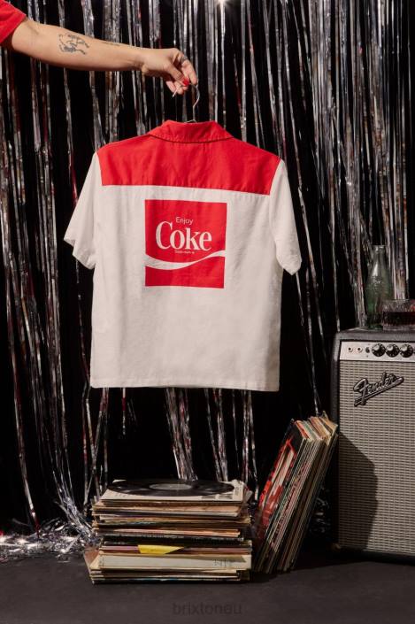 Apparel Coke Red Brixton 0FDH456 Women Coca-Cola Bunker Block S/S Woven