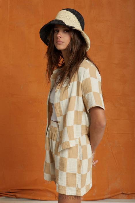 Apparel Sand Brixton 0FDH414 Women Mykonos Boxy S/S Woven